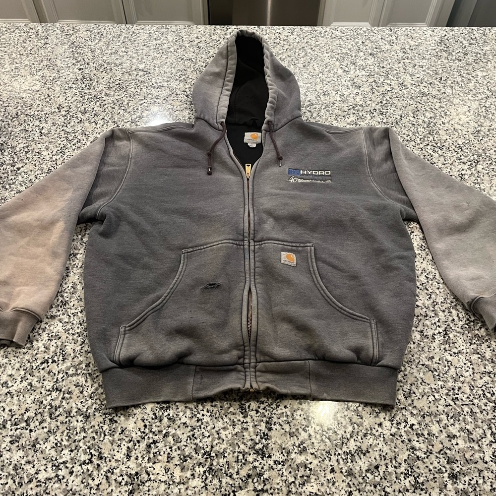 Distressed Sun Faded Carhartt hoodie Size L